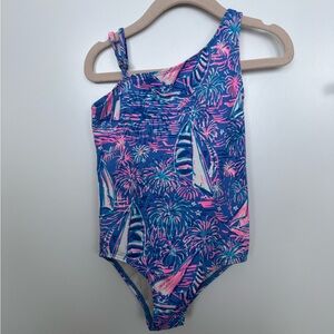 Lilly Pulitzer One-Shoulder Swimsuit - Blue and Pink